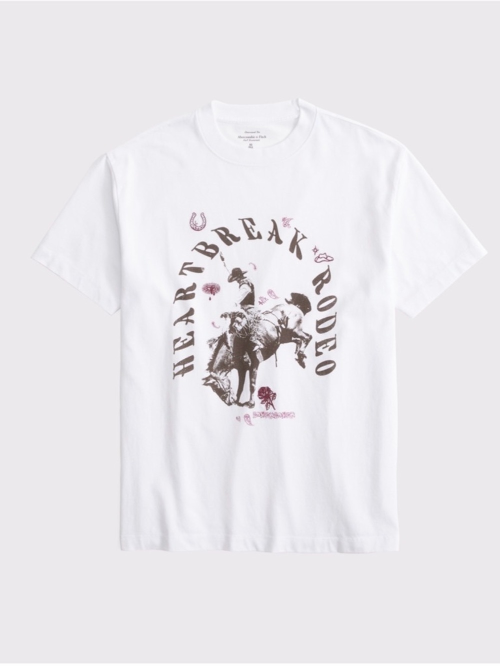 Abercrombie & Fitch White 'Heartbreak Rodeo' Graphic Oversized Tee